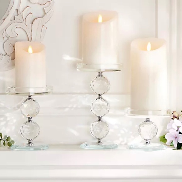 Set of 3 Faceted Glass Crystal Pedestals by Valerie Parr Hill QVC NEW - Picture 1 of 5